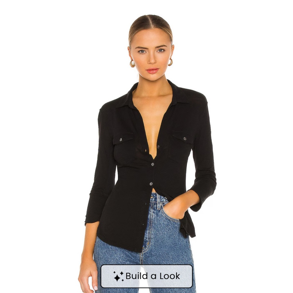 James Perse Black Button Down Shirt